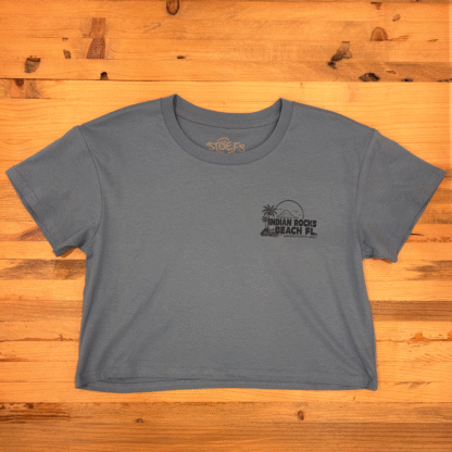 Watersports West x Stoefs Costal Classic Women's Cropped Tee. Women's Carolina Blue Surf Tee Shirt. Extra-Small,  Small, Medium, Large and Extra-Large.